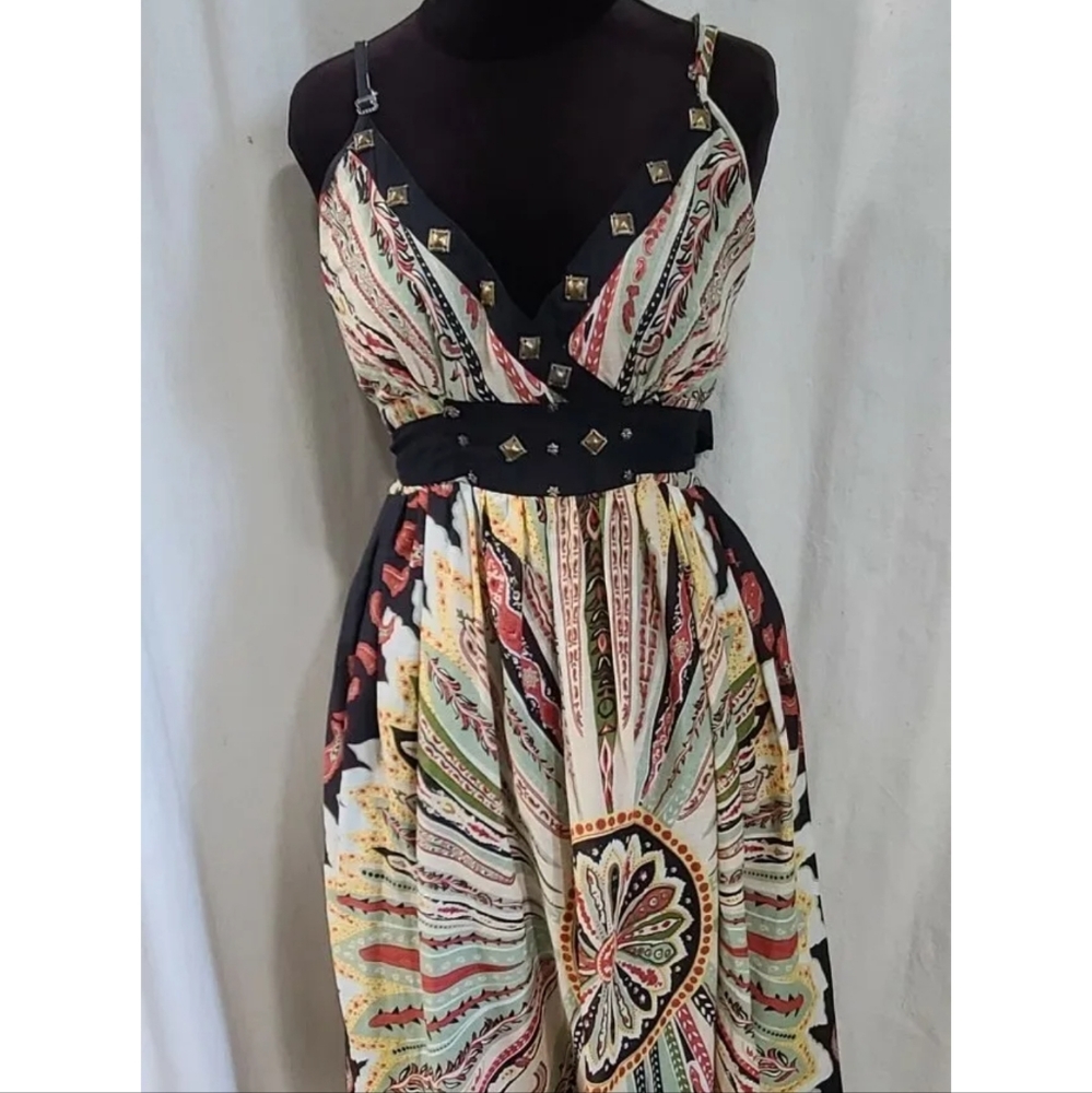 Fun And Flirt Maxi Print Long Dress Womens Size Large Cotton